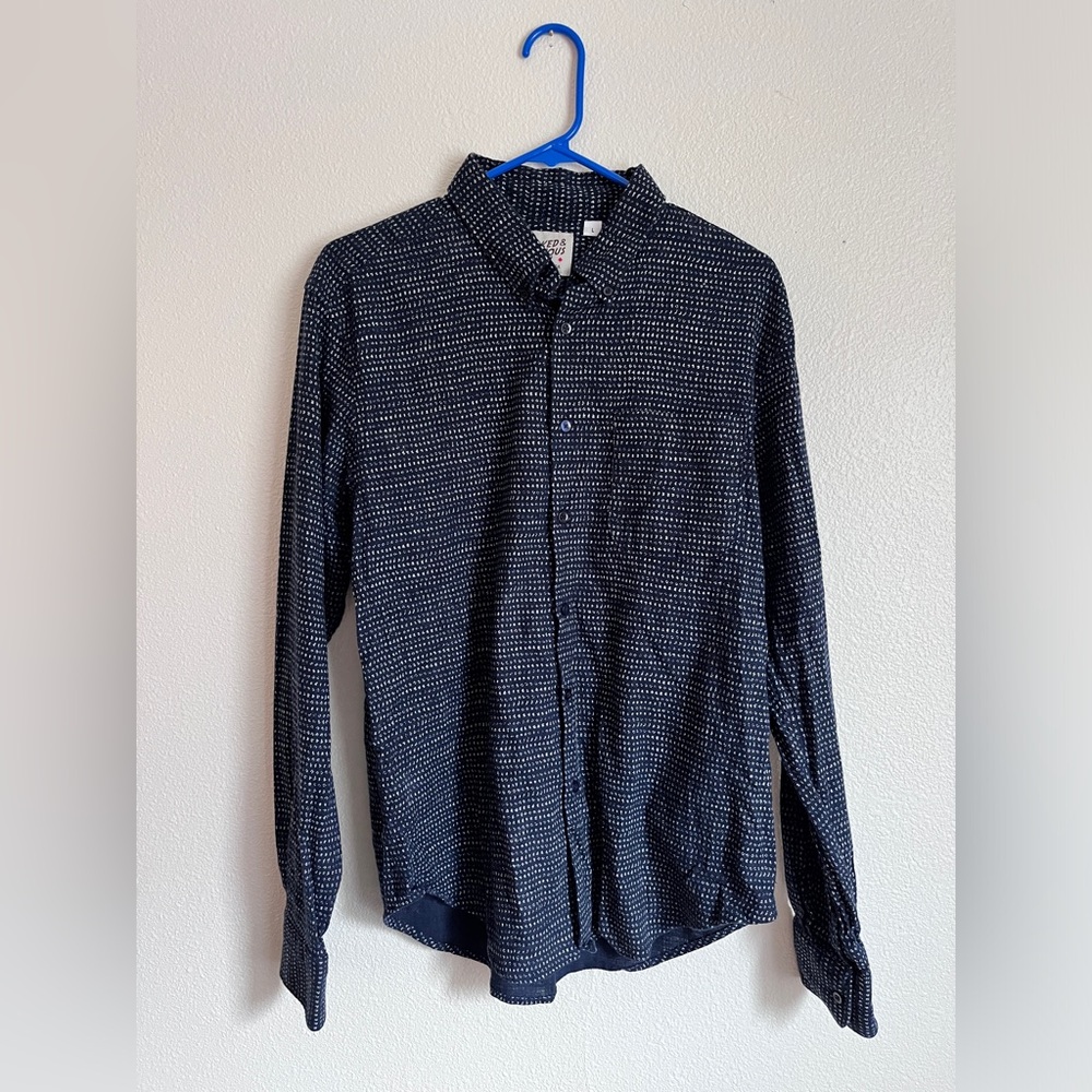 Naked & Famous men’s button down shirt navy size large